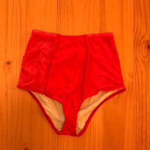 Red high waisted swim bottoms
